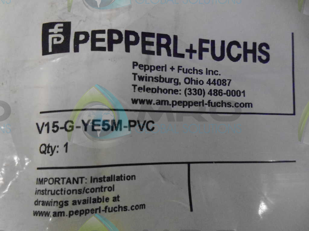 PEPPERL+FUCHS V15-G-YE5M-PVC CONNECTOR *NEW IN ORIGINAL PACKAGE*