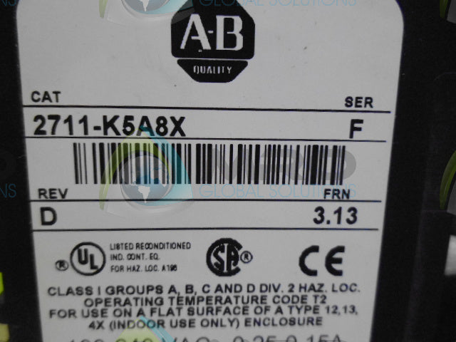ALLEN BRADLEY PANELVIEW 2711-K5A8X SER. F F/W 3.13 (REMAN)(AS PICTURED) *USED*