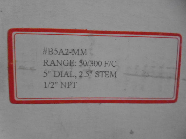 PIC GAUGES B5A2-MM 2.5 INCH 50/300 BIMETAL THERMOMETER *NEW IN BOX*