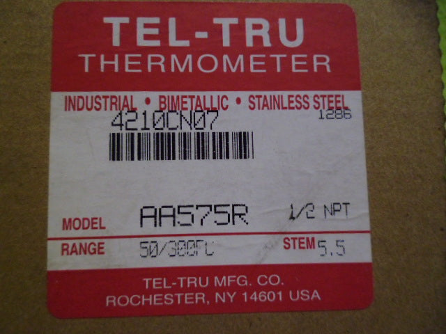 TEL-TRU AA575R-50-300 5.5 INCH 50/300 THERMOMETER *NEW IN BOX*