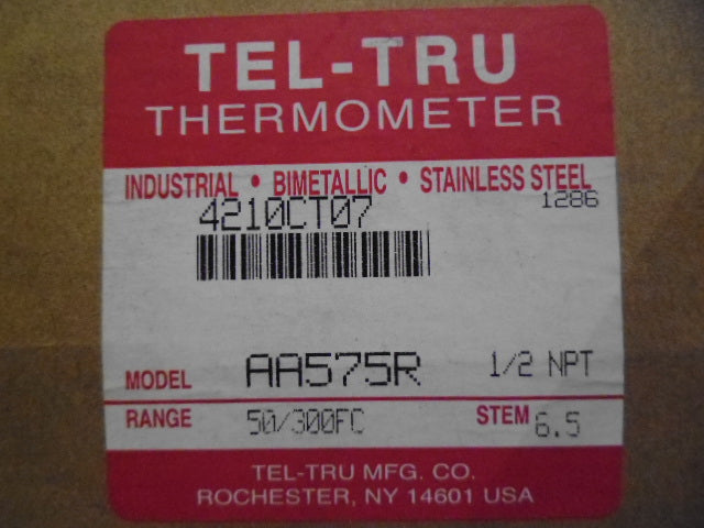 TEL-TRU AA575R-50-300 6.5 INCH 50/300 THERMOMETER *NEW IN BOX*