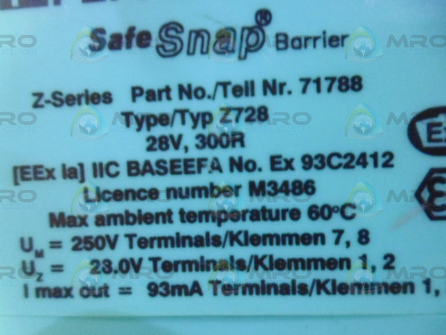 PEPPERL+FUCHS 71788 SAFE SNAP BARRIER *USED*