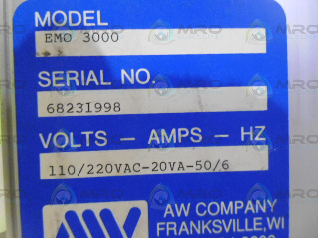 AW COMPANY EMO3000 110/220VAC PLC MODULE *USED*