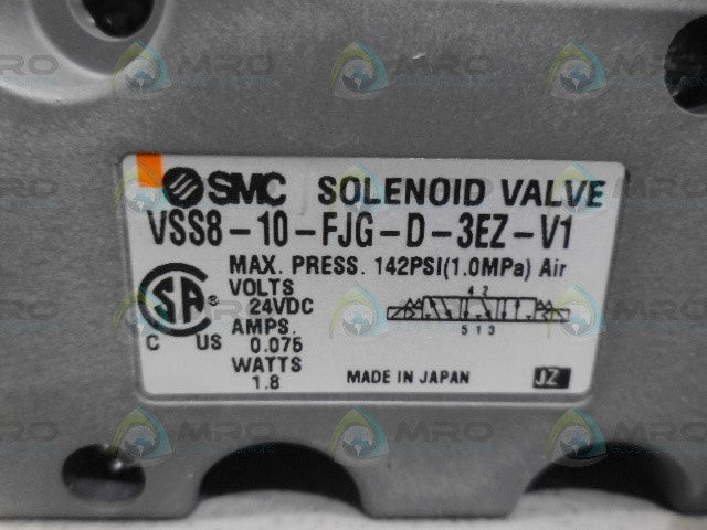 SMC VSS8-10-FJG-D-3EZ-V1 SOLENOID VALVE *NEW NO BOX*