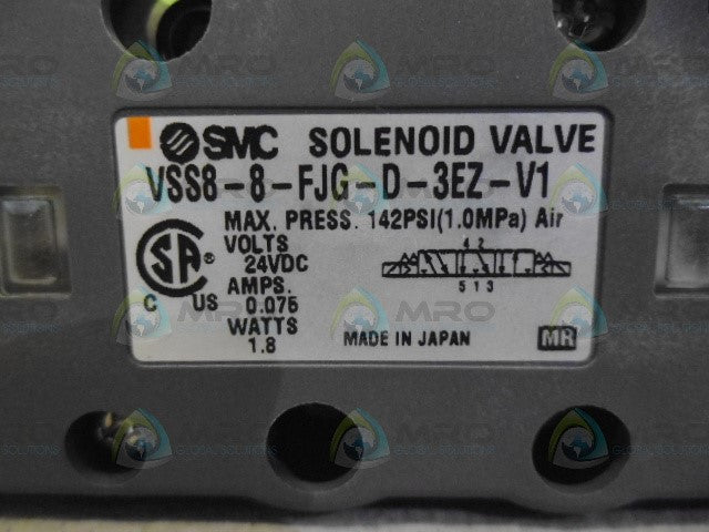 SMC VSS8-8-FJG-D-3EZ-V1 VALVE *NEW NO BOX*