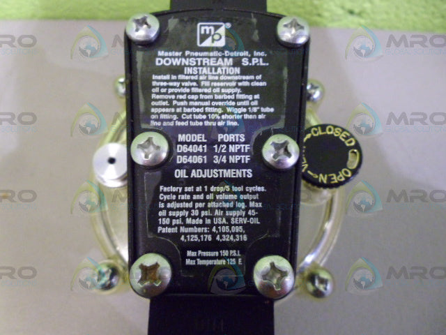 MASTER PNEUMATIC D64041 PNEUMATIC SINGLE POINT LUBRICATOR *NEW IN BOX*
