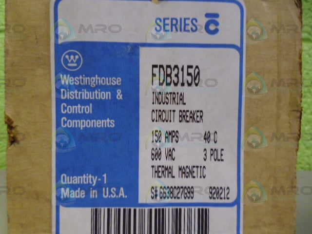 WESTINGHOUSE FDB3150 CIRCUIT BREAKER 150 AMP *NEW IN BOX*
