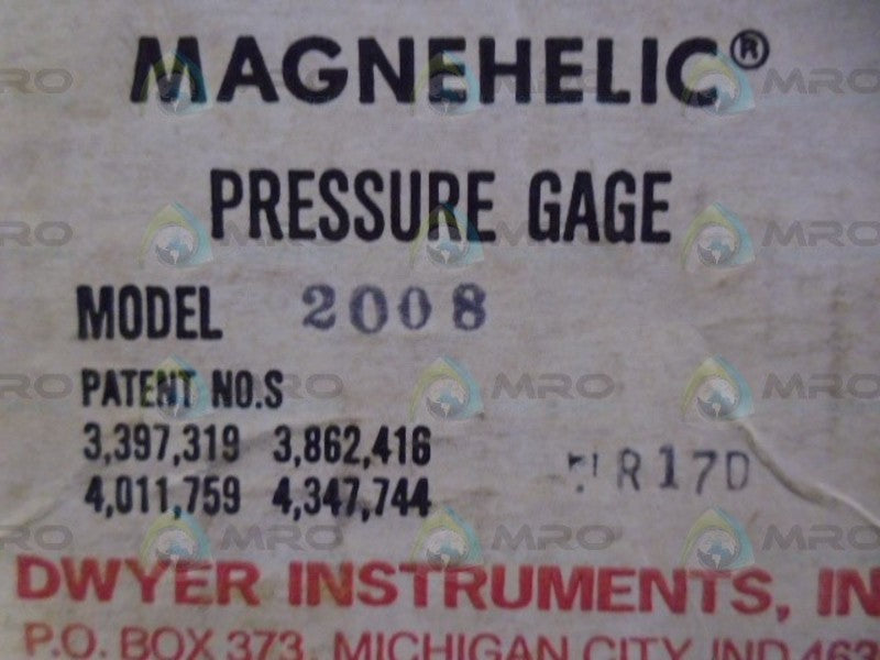 DWYER 2008 MAGNEHELIC PRESSURE GAUGE *NEW IN BOX*