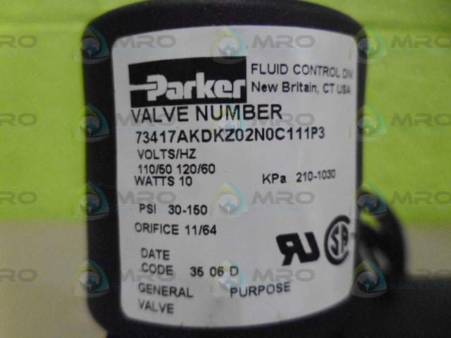 PARKER 73417AKDKZ02N0C111P3 SOLENOID VALVE *NEW IN BOX*