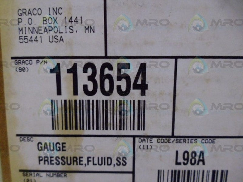 GRACO 113654 PRESSURE GAUGE *NEW IN BOX*
