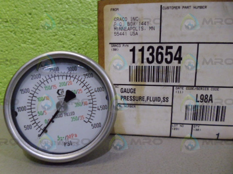 GRACO 113654 PRESSURE GAUGE *NEW IN BOX*