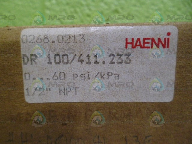 HAENNI DRO100/411.233 0-60PSI GAUGE *NEW IN BOX*