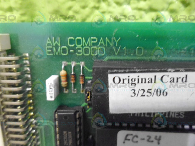 AW COMPANY EMO-3000 V1.0 CONTROL BOARD *USED*