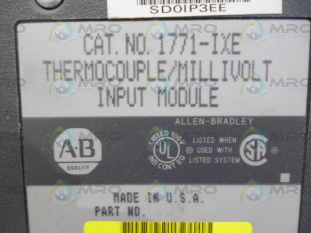 ALLEN BRADLEY 1771-IXE SER. A F/W E THERMOCOUPLE INPUT MODULE *USED*