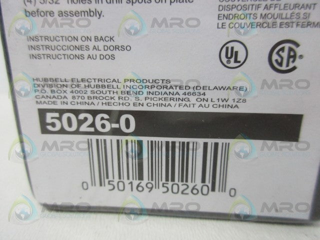 BELL 5026-0 RECEPTACLE COVER *NEW IN ORIGINAL PACKAGE*