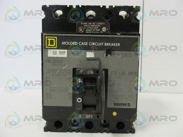 SQUARE D FAL36050 CIRCUIT BREAKER 50AMP (GREY) *USED*