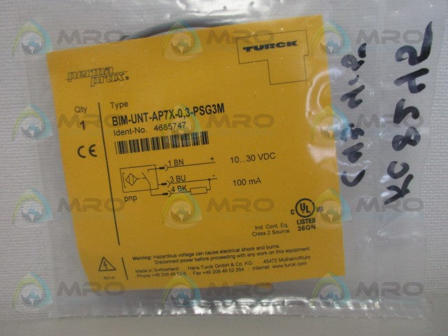 TURCK BiM-UNT-AP7X-0,3-PSG3M PROXIMITY SENSOR *NEW IN FACTORY BAG*
