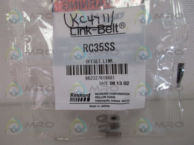 REXNORD RC35SS LINKBELT OFFSET LINK *NEW IN FACTORY BAG*