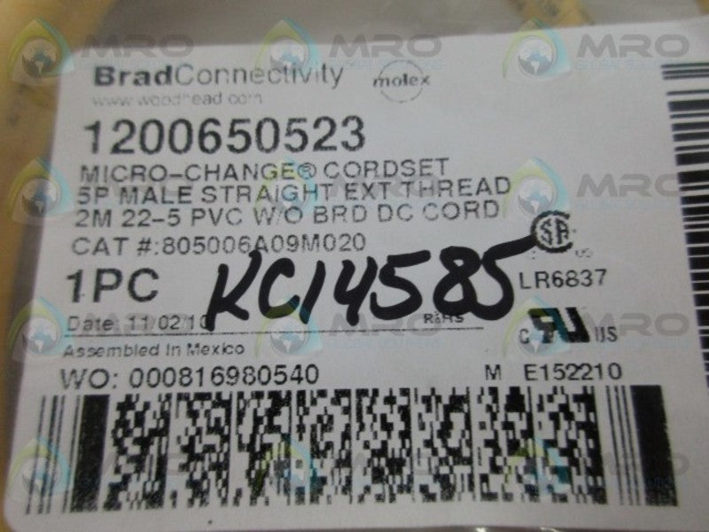 BRAD HARRISON 1200650523 5P MALE CORDSET * NEW IN FACTORY BAG *