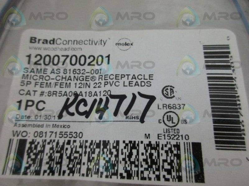 BRAD HARRISON 1200700201 FEMALE RECEPTACLE * NEW IN FACTORY BAG *
