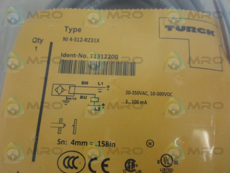 TURCK Ni4-S12-RZ31X PLASTIC BARREL W/ CABLE *NEW IN FACTORY BAG*