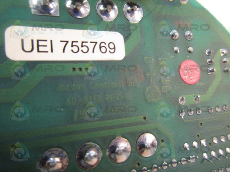 JORDAN CONTROLS AD-8130 REV. D PCB CIRCUIT BOARD *NEW NO BOX*