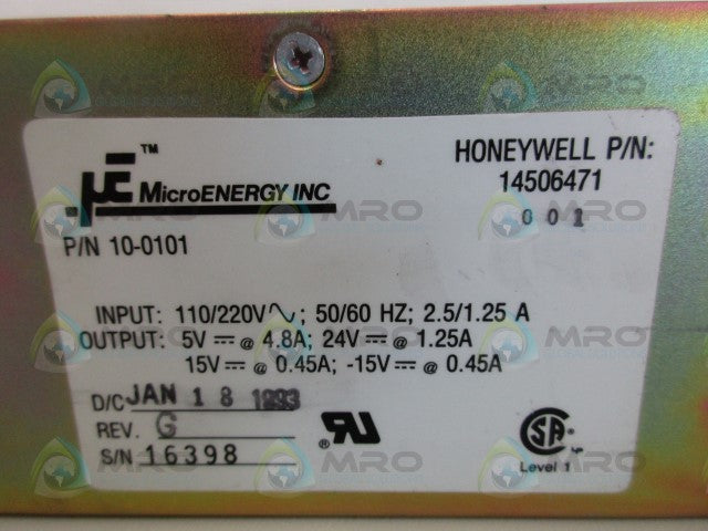 MICROENERGY 10-0101 POWER SUPPLY *USED*