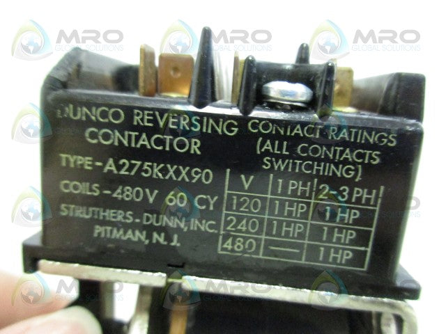 DUNCO A275KXX90 REVERSE CONTACTOR 480V *NEW NO BOX*