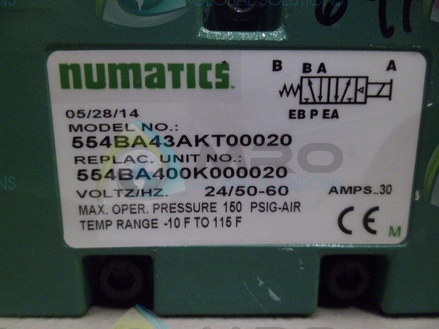NUMATICS 554BA43AKT00020 SOLENOID VALVE *NEW NO BOX*