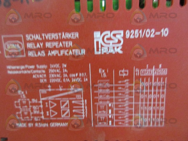 STAHL 9251/02-10 RELAY REPEATER *USED*