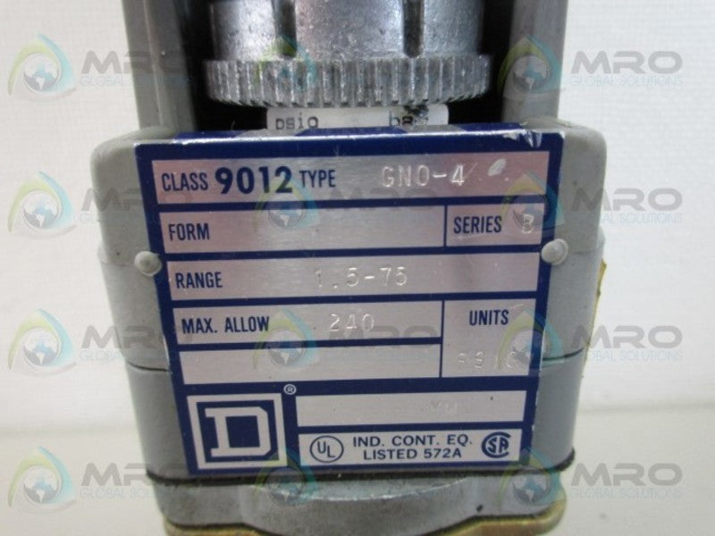 SQUARE D 9012-GNO-4 PRESSURE SWITCH *USED*