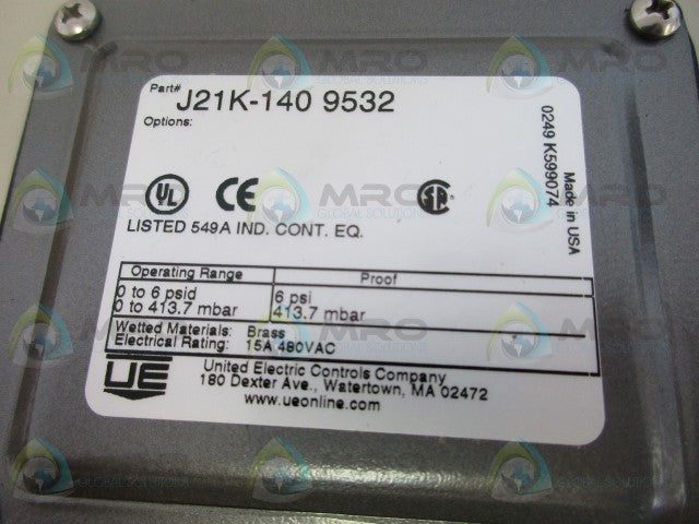 UNITED ELECTRIC J21K-140 PRESSURE SWITCH *NEW IN BOX*