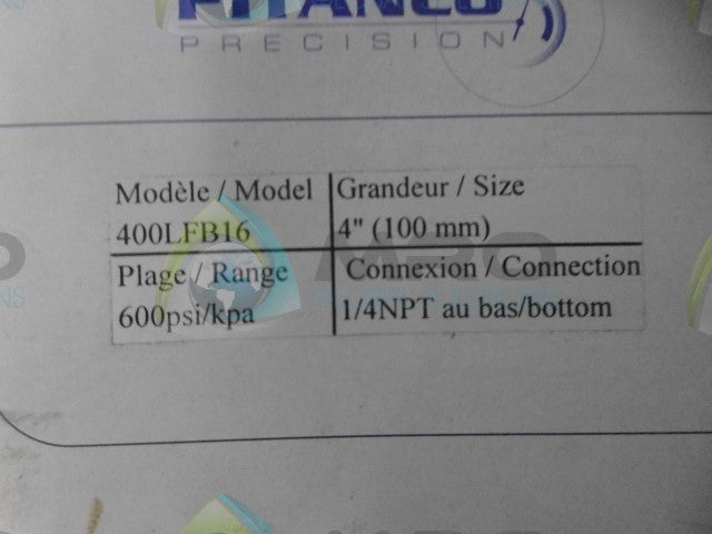 PITANCO 400LFB16 PRESSURE GAUGE *NEW IN BOX*