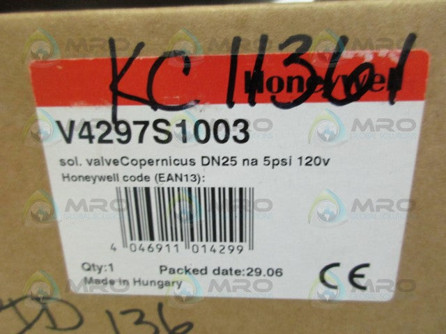 HONEYWELL V4297S1003 NO VENT VALVE *NEW IN BOX*