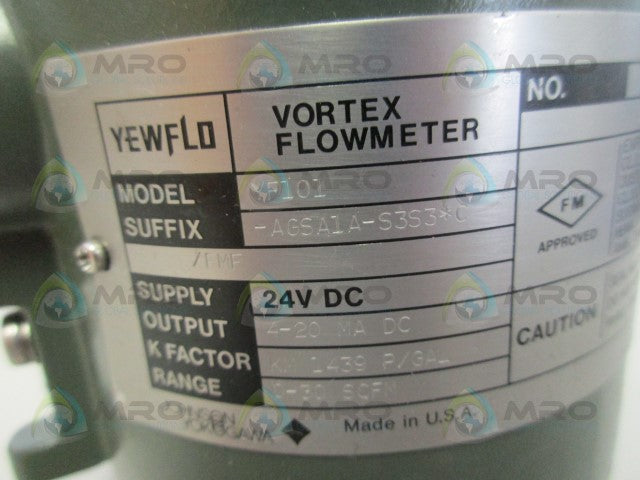 YOKOWAGA YF101-AGSA1A-S3S3C VORTEX FLOWMETER *NEW NO BOX*