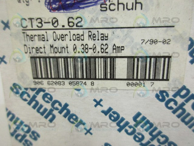 SPRECHER+SCHUH CT3-0.62 OVERLOAD RELAY *NEW IN BOX*