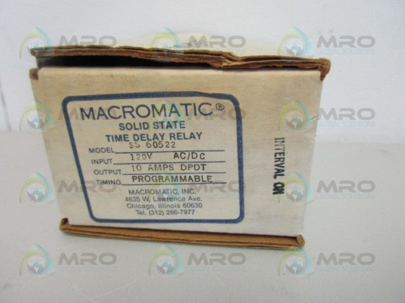 MACROMATIC SS60522 TIME DELAY RELAY *NEW IN BOX*