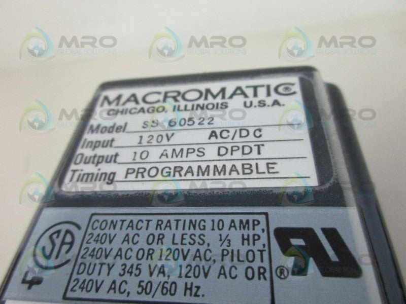 MACROMATIC SS60522 TIME DELAY RELAY *NEW IN BOX*