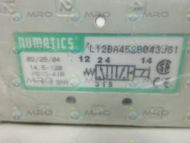 NUMATICS L12BA452B043J61 SOLENOID VALVE *NEW IN FACTORY BAG*