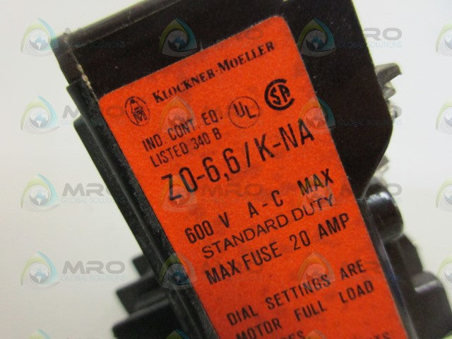 KLOCKNER MOELLER Z0-6,6/K-NA OVERLOAD RELAY 600V *NEW NO BOX*