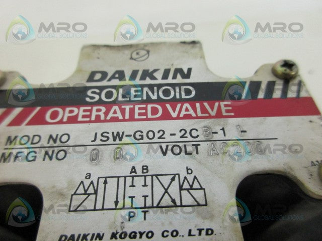 DAIKIN JSW-G02-2CB-11 DIRECTIONAL VALVE *NEW NO BOX*