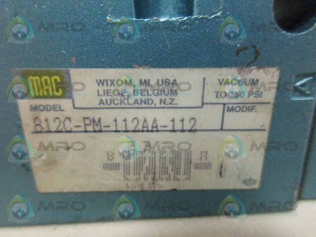 MAC 812C-PM-112AA-112 PNEUMATIC VALVE *USED*