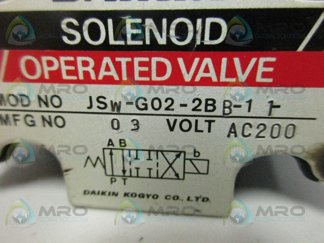 DAIKIN JSW-G02-2BB-11 OPERATED VALVE *NEW NO BOX*
