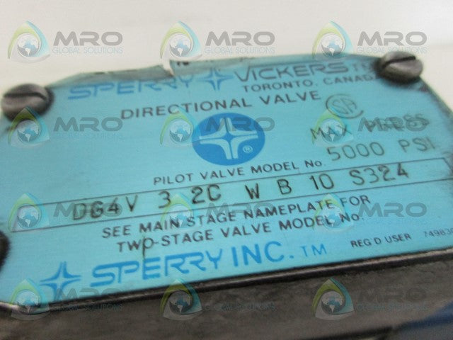 VICKERS DG4V32CWB10S324 DIRECTIONAL VALVE *USED*