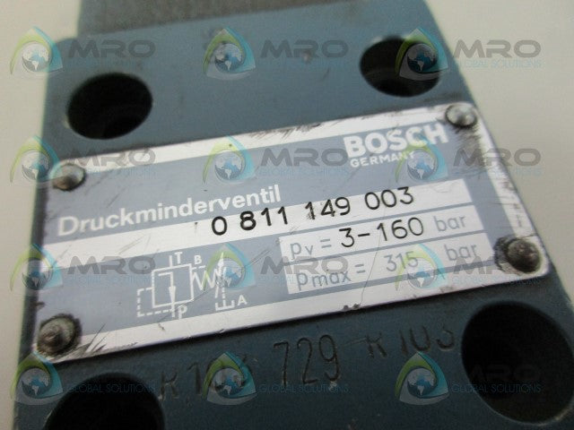 BOSCH 0811149003 HYDRAULIC VALVE PRESSURE CONTROLLER *USED*