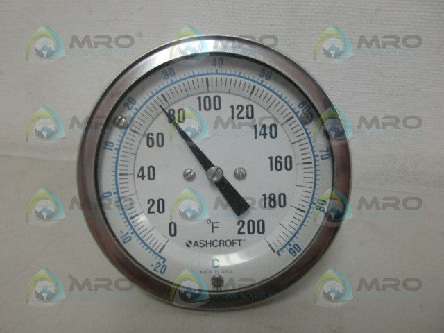 ASHCROFT 30EI60R0250-0/200F&-20/94C BIMETAL THERMOMETER 2-1/2" STEM *NEW IN BOX*