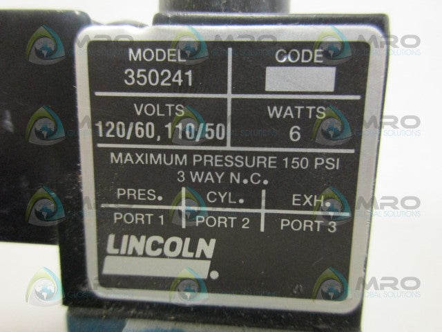 LINCOLN 350241 SOLENOID VALVE *USED*
