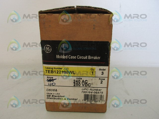 GENERAL ELECTRIC TEB122140WL 40AMP 2POLE CIRCUIT BREAKER *NEW IN BOX*
