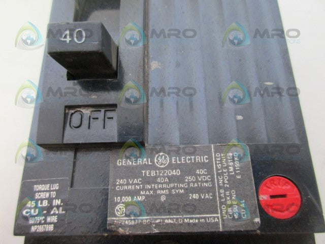 GENERAL ELECTRIC TEB122140WL 40AMP 2POLE CIRCUIT BREAKER *NEW IN BOX*