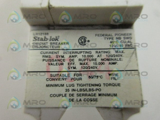 STAB-LOK NB115 15AMP 1 POLE CIRCUIT BREAKER *USED*